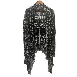 BILLABONG Women’ Sz Small Black White Print Waterfall Cardigan